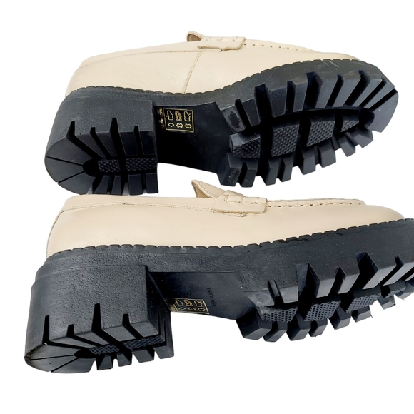 Free People Lyra Lug Sole Sand Nude Patent Leather Loafers Size 36.5 US 6.5 NWOB - Picture 7 of 16